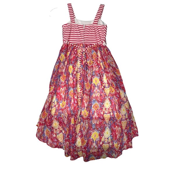 Speechless Dress Youth Girls 7 Pink Striped Paisley Hi Lo Hem Fit Flare - Picture 2 of 10